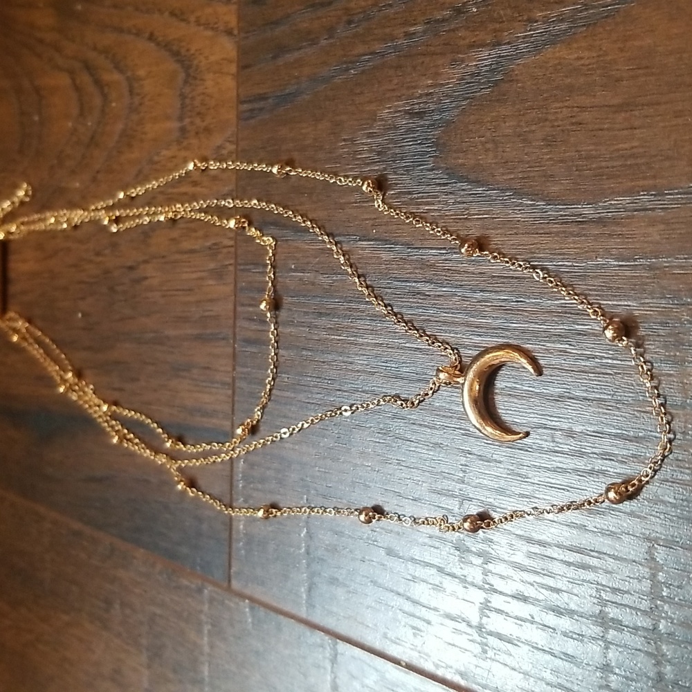 Gold Multilayer Crescent Moon Necklace